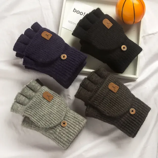 Winter knitted gloves with no fingers with touch screen function for men and women