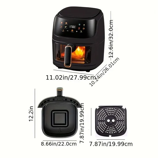 Large hot air fryer with color touch screen