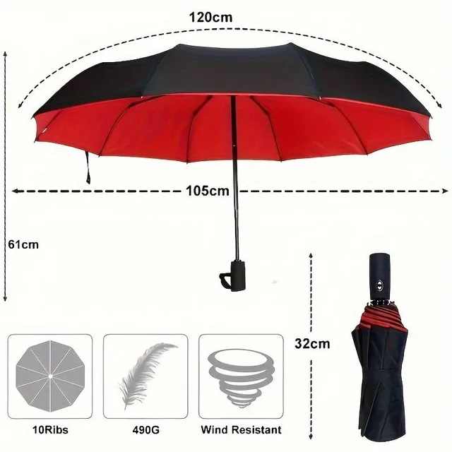 Automatikus összecsukható esernyő - szélálló