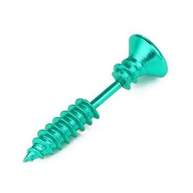 Men's earrings in the shape of a screw - 10 colours zelena