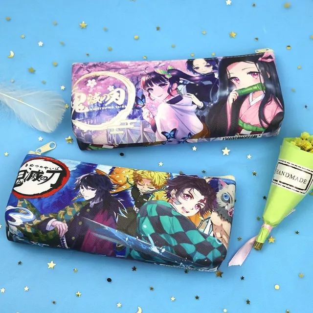 Trendy modern original stylish school pencil case with one pocket with colourful anime motif