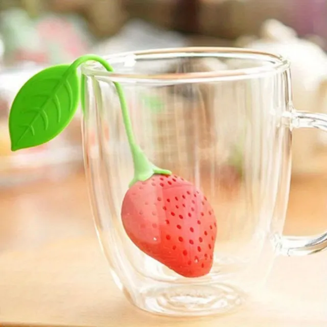 Silicone tea sieve in the shape of strawberry