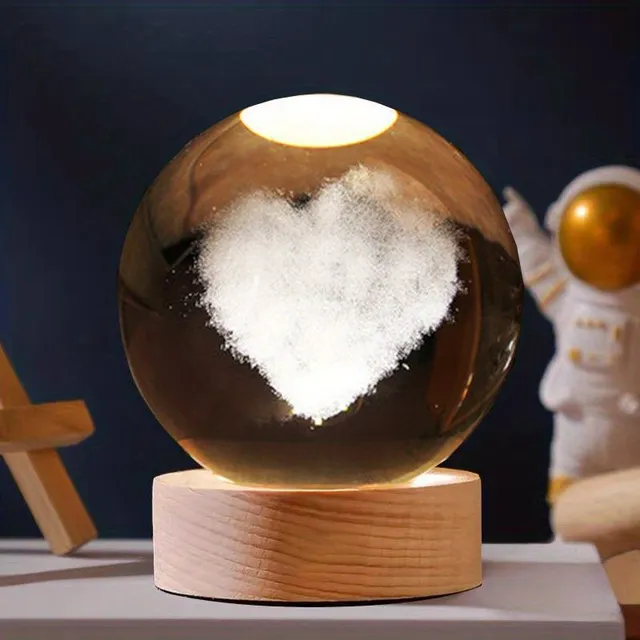 Vánoční Křišťálová Koule - 3D Svícín S Pohádkovým Výjevem, Noční Lampička a Dekorace Stolu
