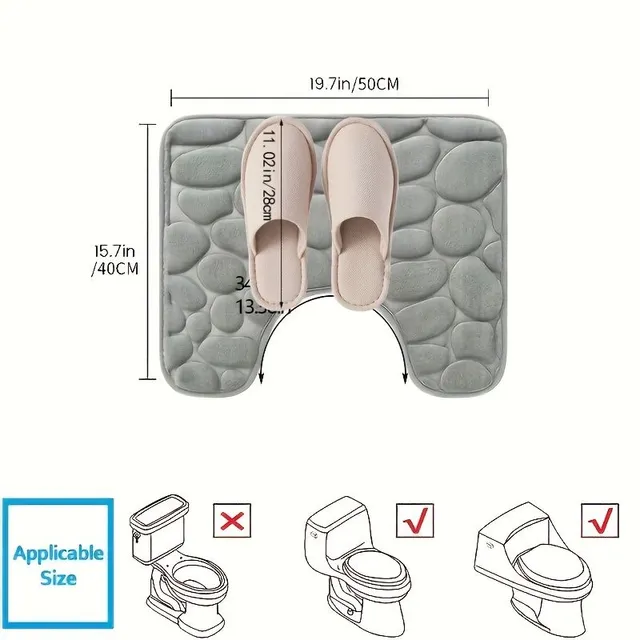 1 pc flannel bath mat in U shape, bathroom non-slip pebble floor mat, soft sofa foot mat, bath rug, bathroom accessories, bathroom utensils, bathroom decoration, bathroom decoration