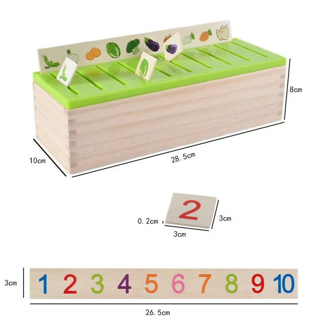 Educational sorting box with pictures