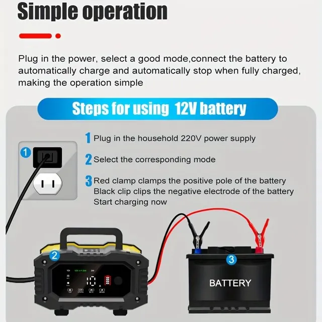 High performance car battery charger 12V/24V 20A/10A