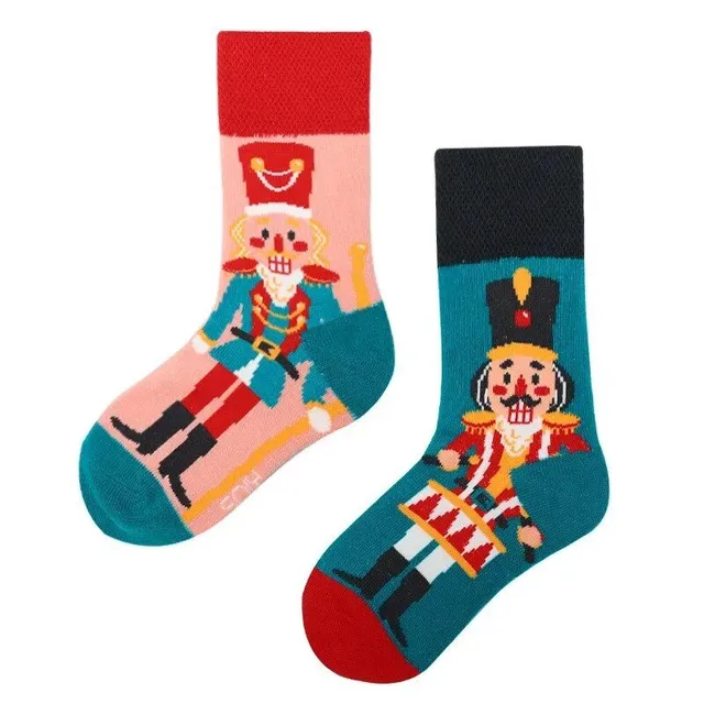 Detská farba ponožky s roztomilé karikatúry - stredne vysoké bavlnené ponožky