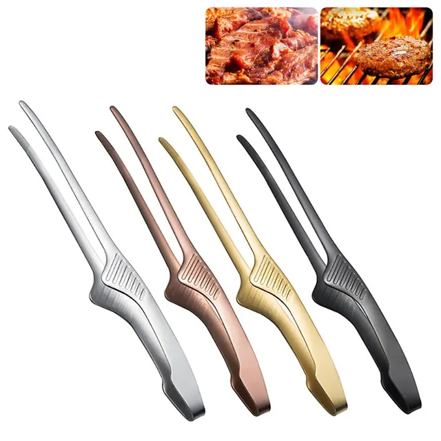 5 pcs of stainless steel pliers for grilling meat and food - anti-slip, non-sticky