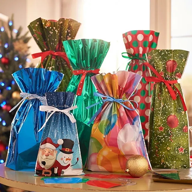 Drawstring Christmas gift bags 15 sets