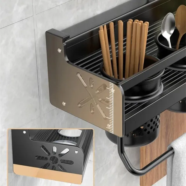 Practical wall rack for spices with hooks for your kitchen utensils and utensils