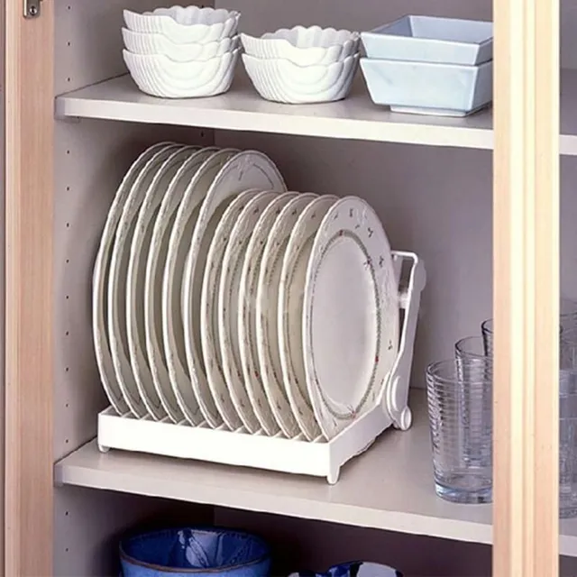 Plate holder in glass kitchen cabinet