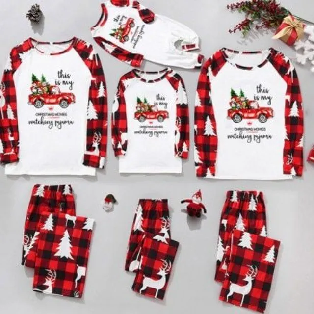 Christmas family plaid pyjamas with themed print