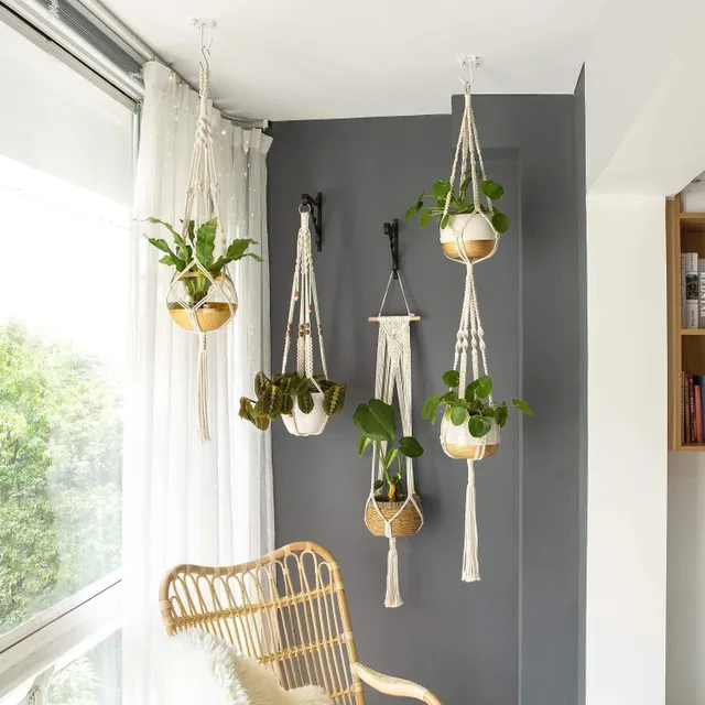 Set of 4-piece handmade hangers for God's Macrame plants