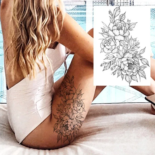 Sexy kvetinové dočasné tetovanie pre ženy