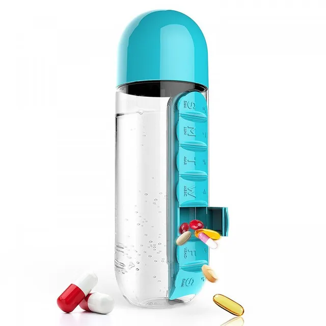Plastová fľaša s denným dávkovačom liekov © rôzne farby