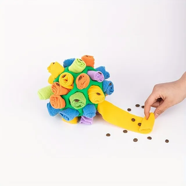 Interactive ball toy for dogs with treat dispensing, whistling and teeth cleaning function