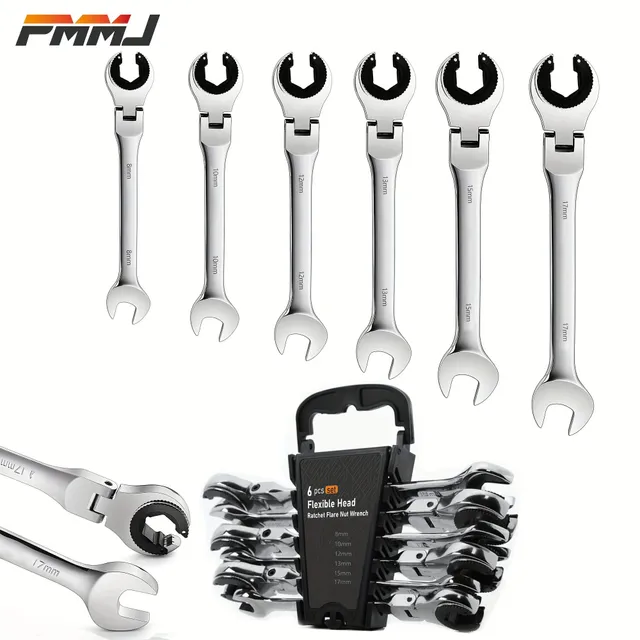 6pcs/set Ráčnový Key To Trucks Set Metric Keys to Trubs, Open Flexible Head 72 Tooths For Car Repairs Keys to Oil Manual Tools