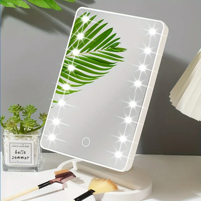 Rotary cosmetic mirror with 16 LEDs, battery power or USB