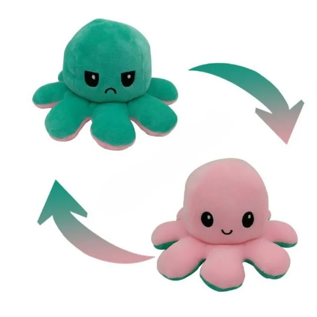 Reversible mood changing stuffed animal - octopus