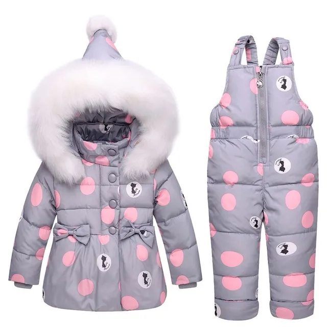 Girls winter set with polka dots - Jacket and trousers - 4 colours