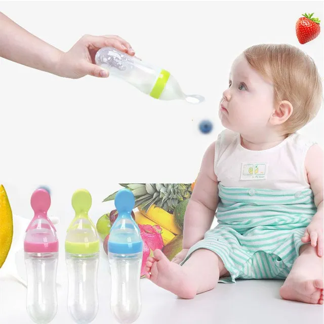 Children's vial with spoon for feeding random-color