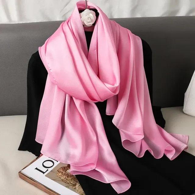 Fashionable satin scarf with a size of 90x180 cm for women