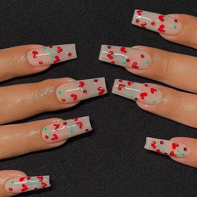 Aesthetic Long Acrylic Coffins Sticky Nails Sticker Makeup Fashion Fits