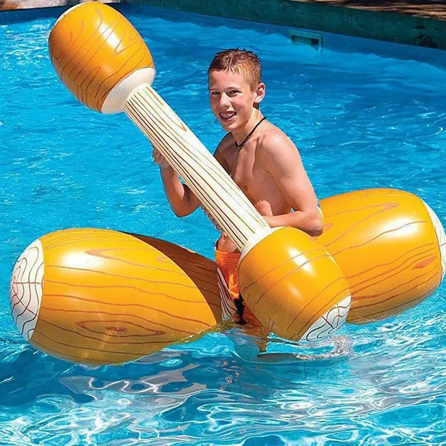 Fun inflatable attraction to the pool not only for children practicing balance Karlo