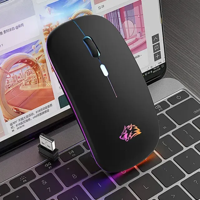 Wireless Bluetooth mouse with LED lighting and quiet button