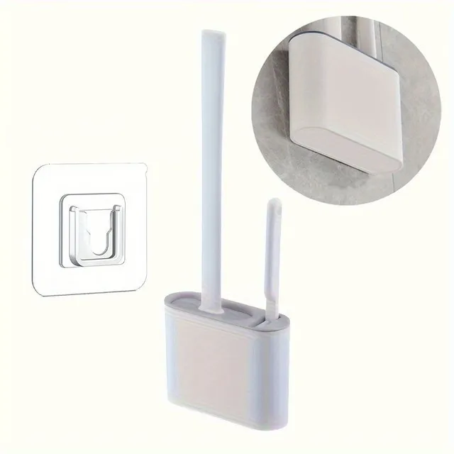 Set igienic pentru toaletă: perie suspendată cu cap flexibil din silicon & suport