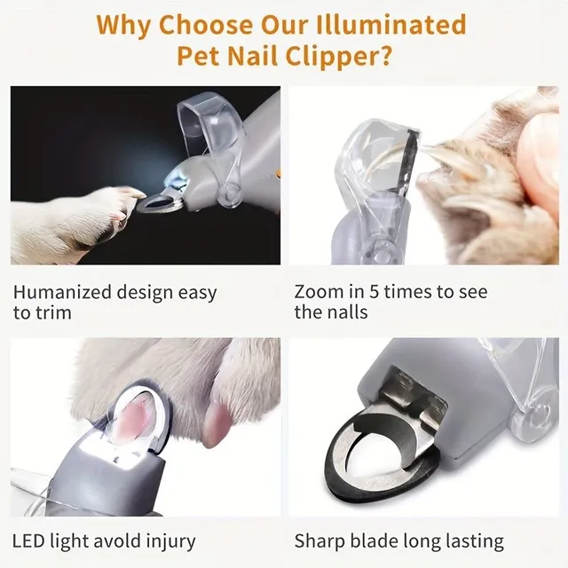 1 pcs LED nail pliers for pets