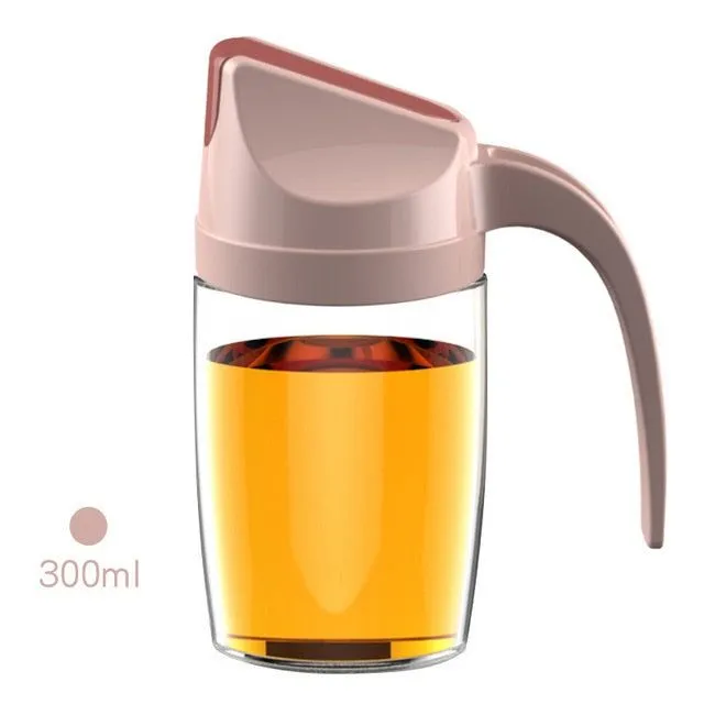 Oil / sauce / syrup / vinegar dispenser Leak-proof glass bottle with automatic lid opening