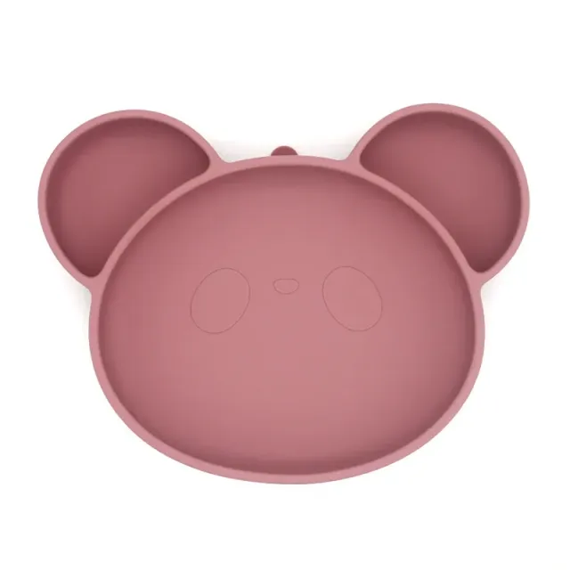 Silicone plate for children without BPA content with suction cup and panda motif