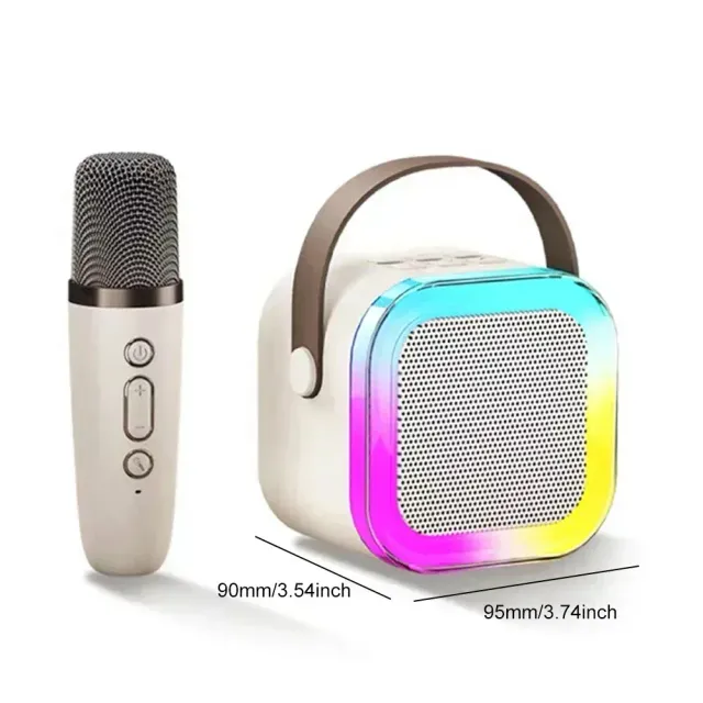 Mini set de karaoké Bluetooth avec éclairage LED - Haut-parleur avec deux microphones