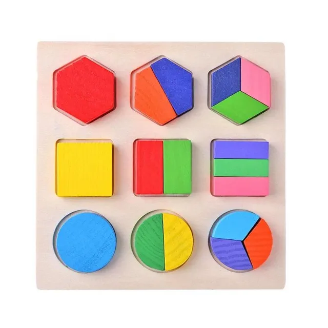 Drewniana łamigłówka dla dzieci Montessori - geometryczne kształty