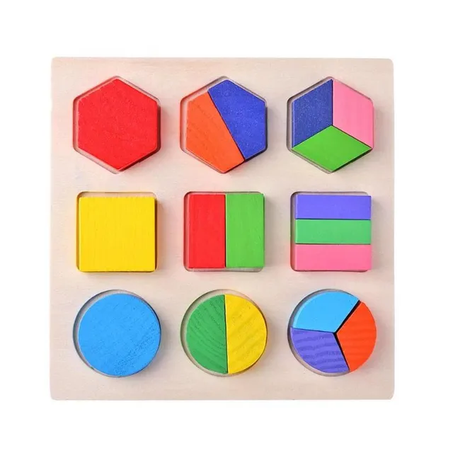 Dřevěné dětské Montessori puzzle - geometrické tvary