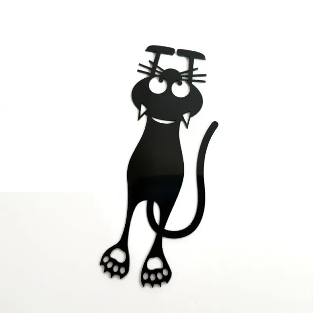 3D karta s kreslenou čiernou mačkou