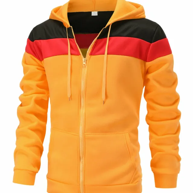 Men's colourful zipped hoodie with hood, zip and drawstring