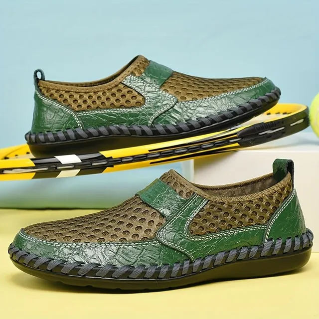 Men's leisure moccasins made of netting, breathable anti-slip boots into the exterior