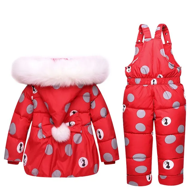 Girls winter set with polka dots - Jacket and trousers - 4 colours