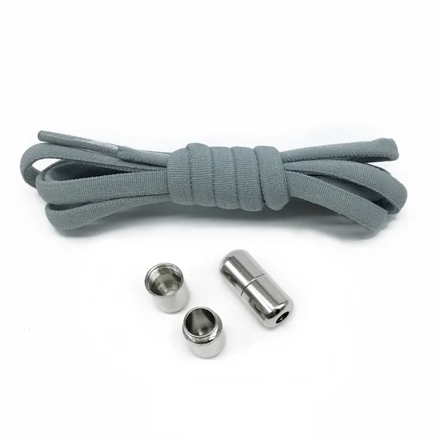 Stylish shoelaces with metal clamping gray