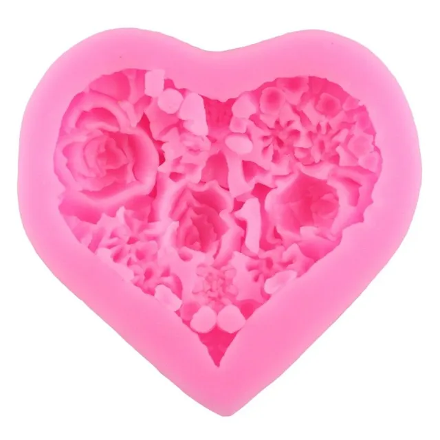 Silicone heart form with flowers