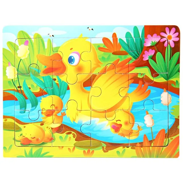 Children's cute wooden puzzle with animals