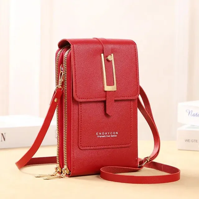 Women's crossbody soft leather purse with touch screen for phone, wallet and other small things