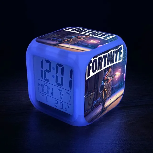 Original luminous alarm clock with Fortnite computer game motif 14 no box