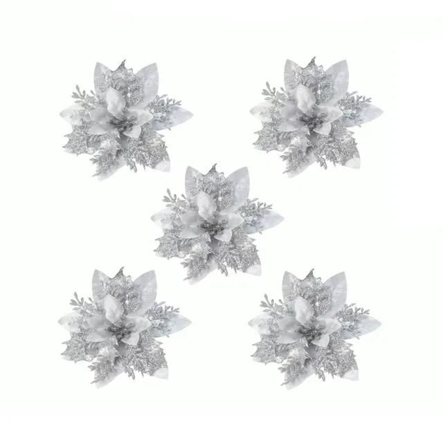 Sparkling artificial Christmas flowers for hanging for decorating the tree and home