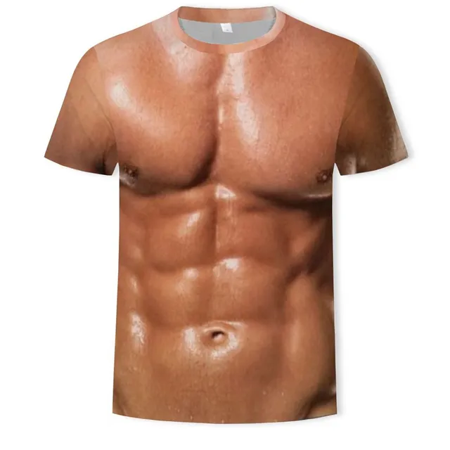 Męska oryginalna koszulka z motywem mięśni i krótkimi rękawami - więcej wariantów