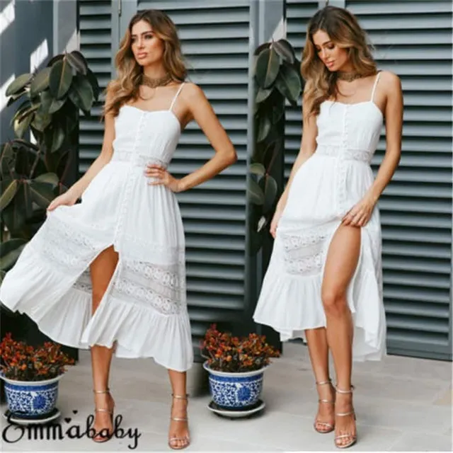 Robe longue boho blanche pour femme Luisa