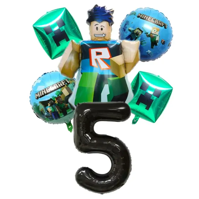 Stylish set of birthday balloons in the performance of popular characters from Minecraft