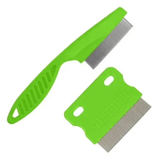 Set of flea combs for pets 2 pcs Coats for lice Coats for dog care and cats Coats for combing hair around the face